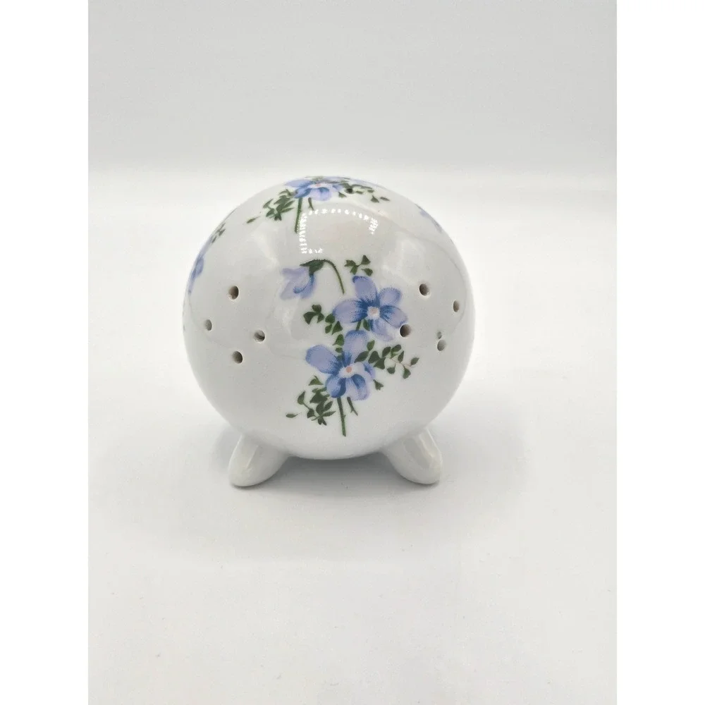 Charming Vintage‎ Porcelain Pomander/Potpourri Holder with Blue Flowers